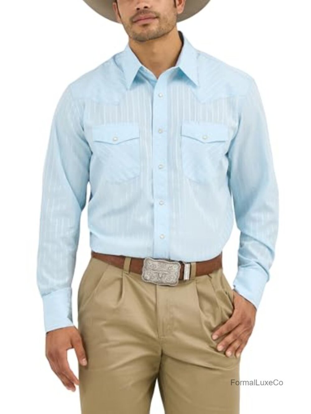 Wrangler Men's Western Snap Button Down Long Sleeve Cotton Blend Shirt